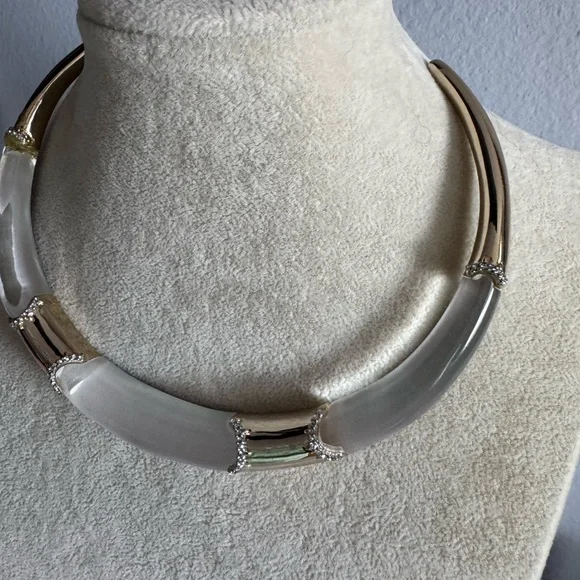 Alexis Bittar Clear Lucite & Gold-Tone Open Collar Necklace